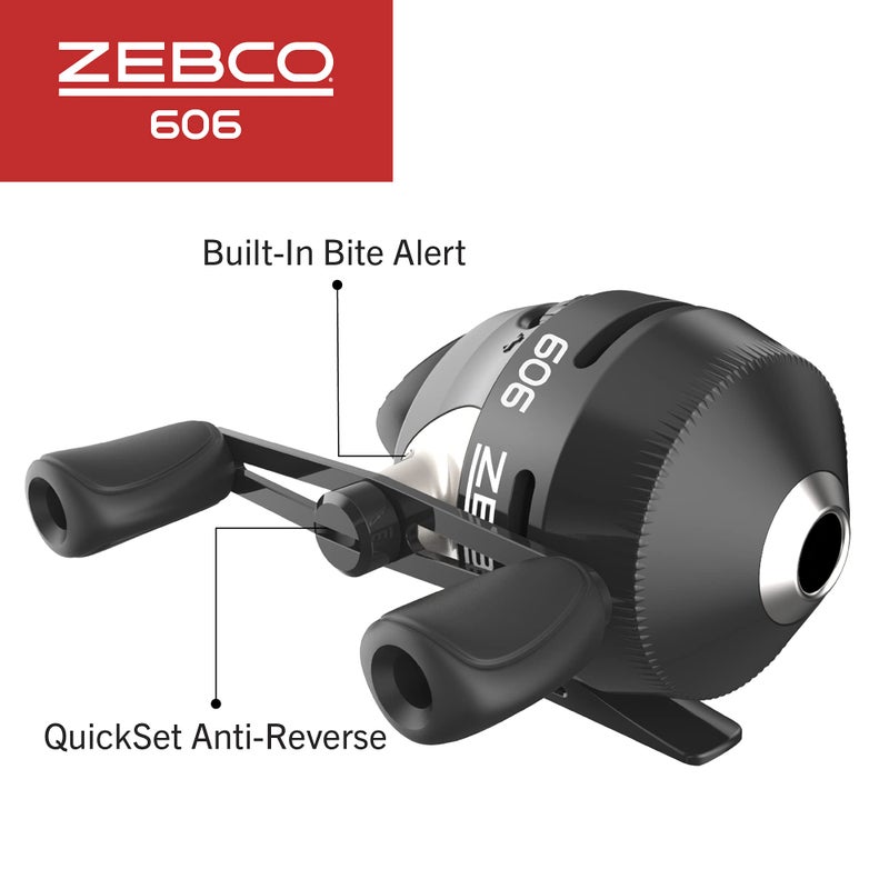 Zebco 606 Spincast Fishing Reel, Size 60 Reel, Right-Hand Retrieve, Pre-Spooled with 20-Pound Zebco Fishing Line, QuickSet Anti-Reverse and Dial-Adjustable Drag, Black, Clam Packaging - Image 3